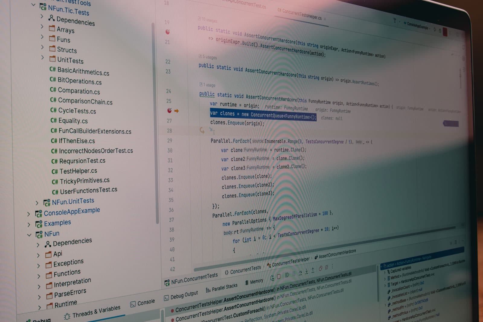 Close-up of source code in an IDE
